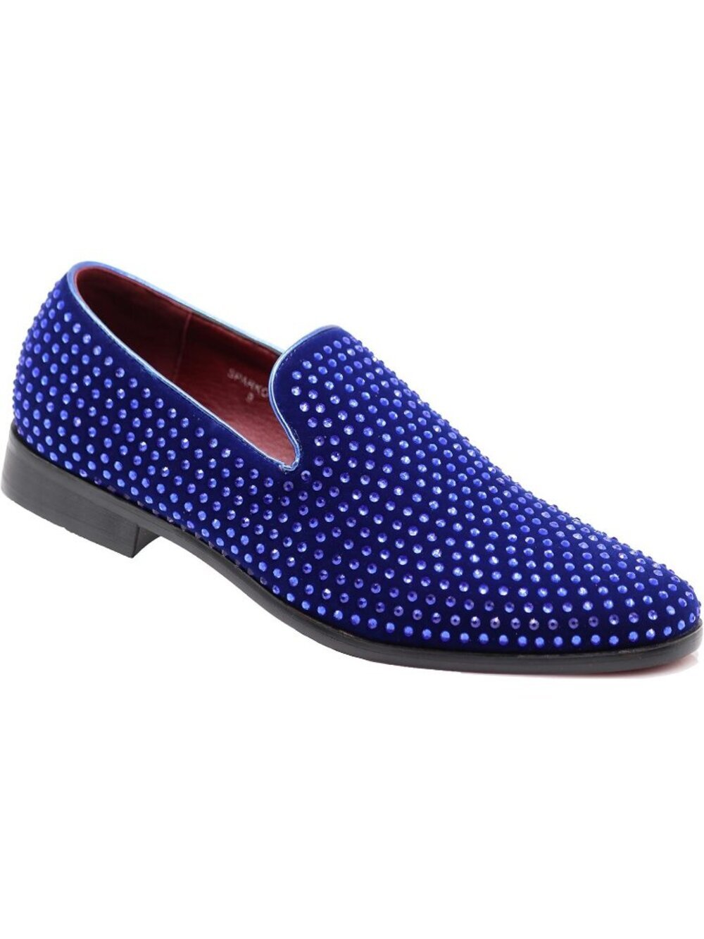 Alberto Fellini Men's Royal Blue Vintage Velvet Rhinestone Loafer Slip On Shoes